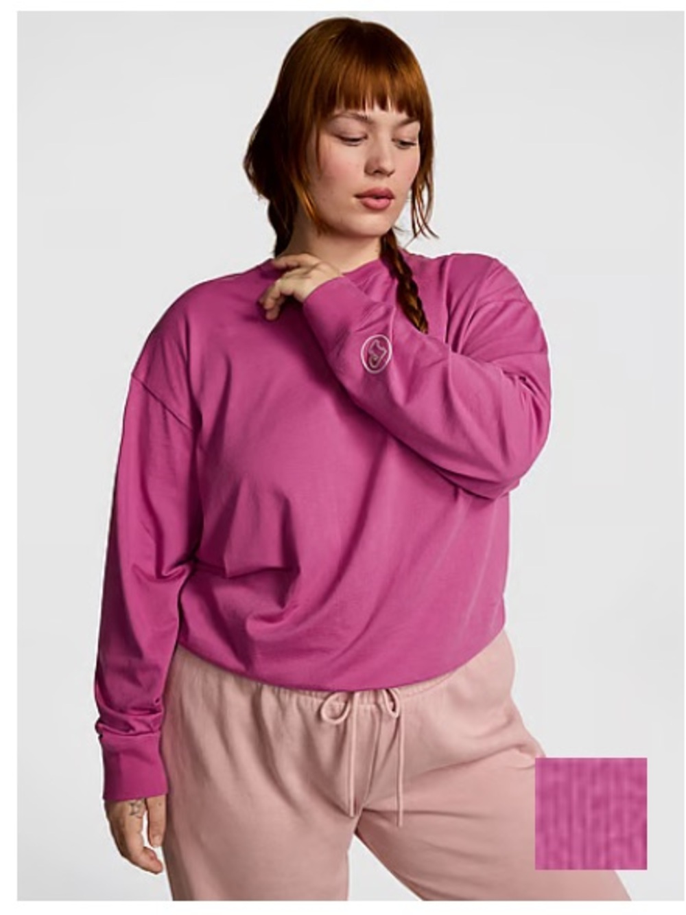 NWT PINK By Victoria’s Secret Cotton Club Pink Long-Sleeve Tee Size XS